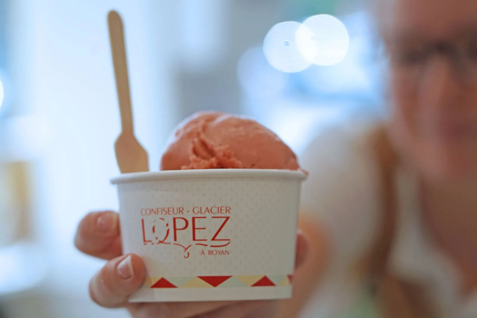 Sorbet à la fraise de chez Lopez en boutique